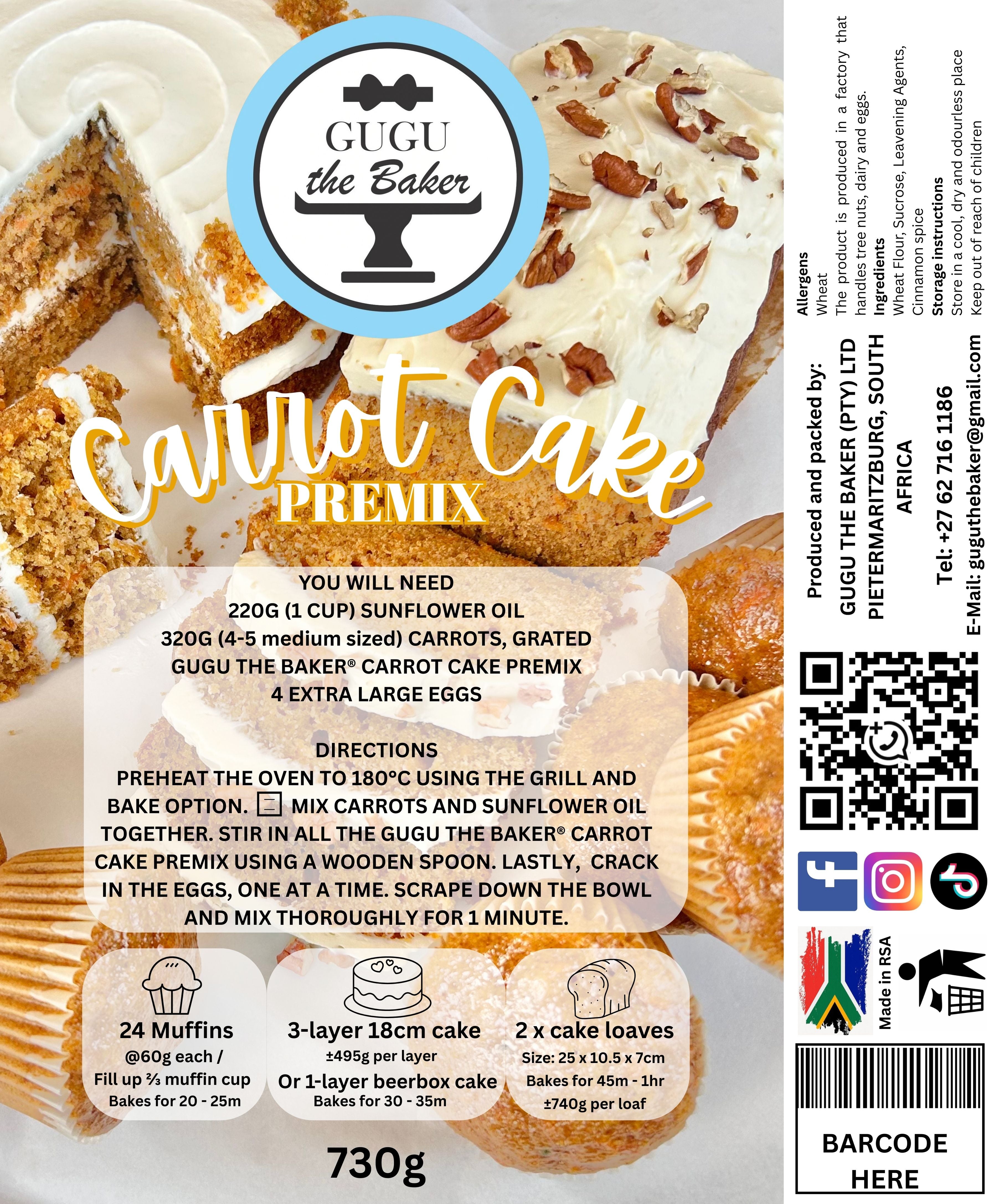 730g Carrot Cake Premix