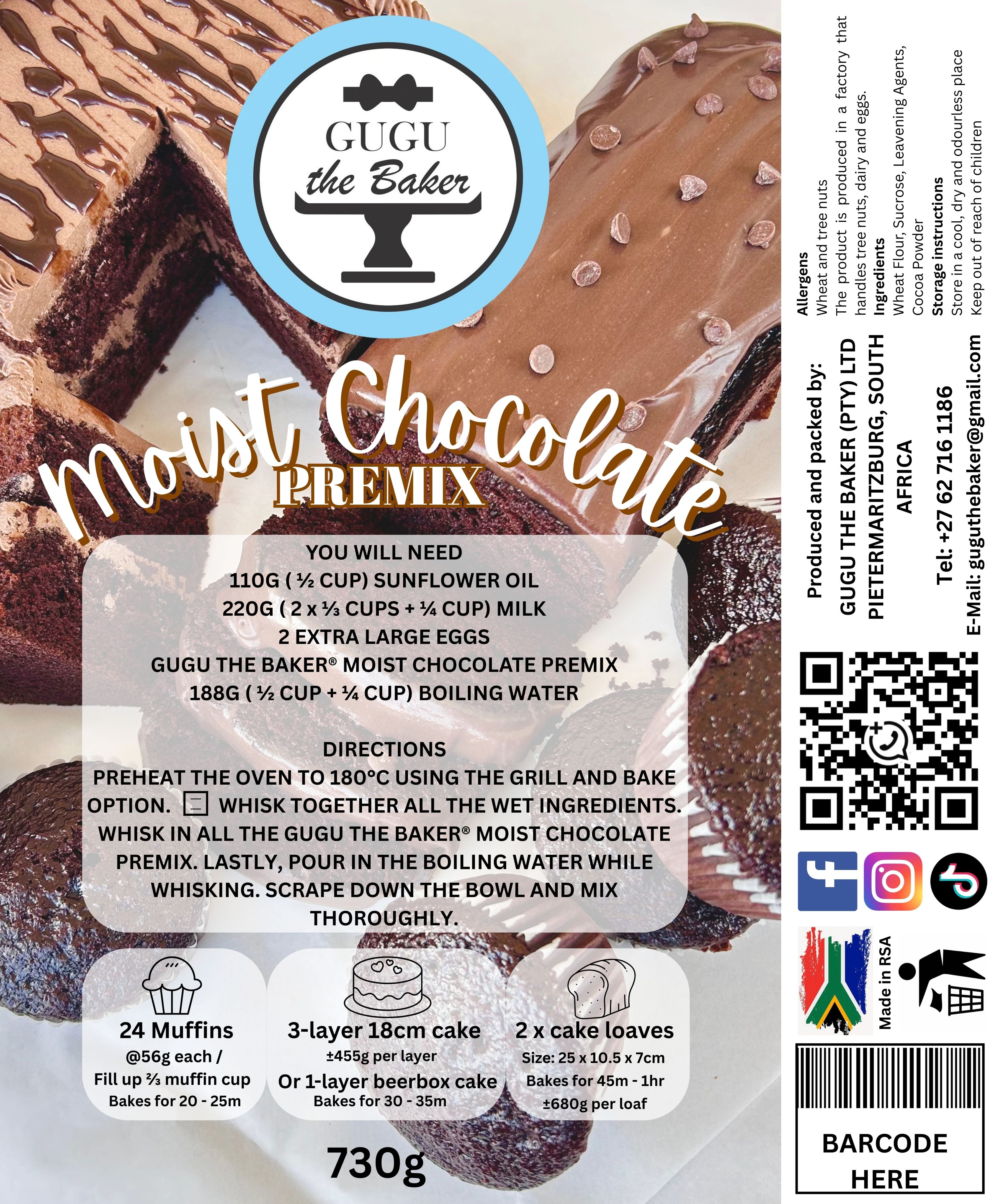 730g Moist Chocolate Cake Premix