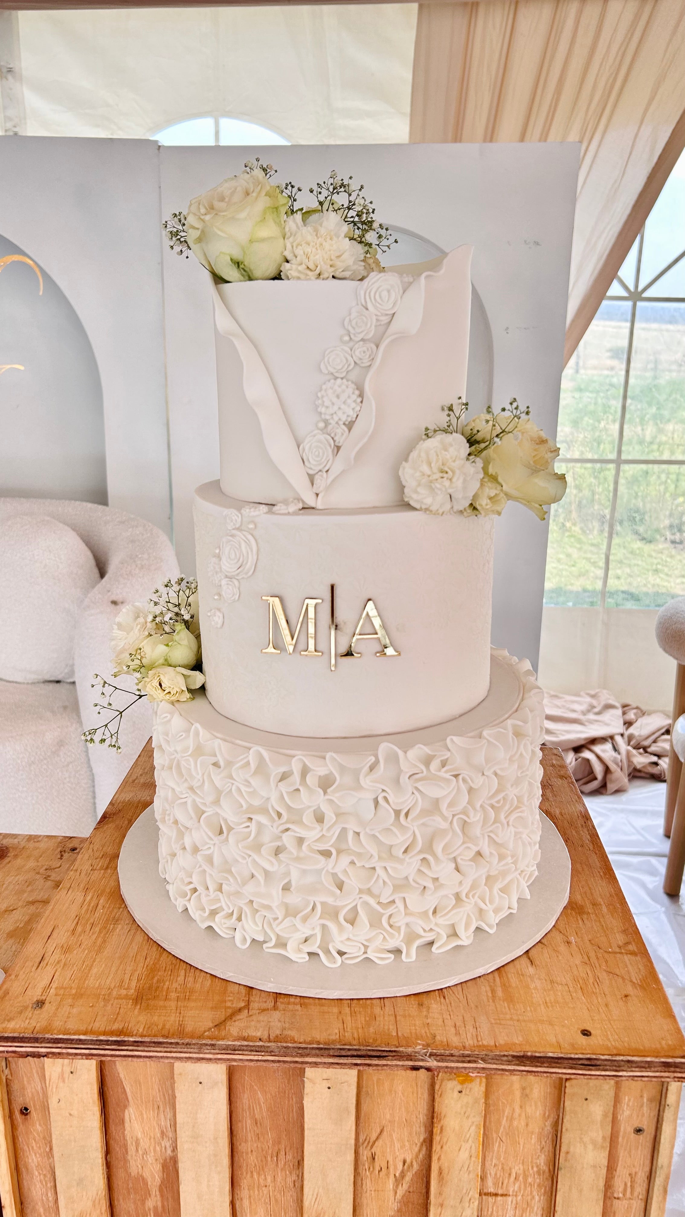 3 Tier Multi-Textured Wedding Cake