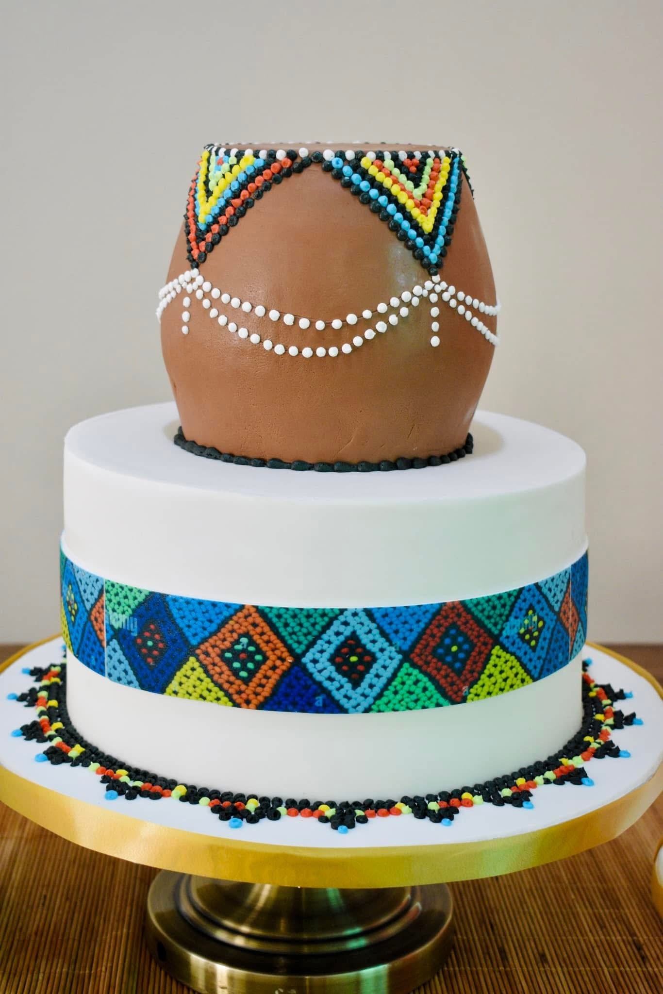 2 Tier Beaded Calabash Wedding Cake