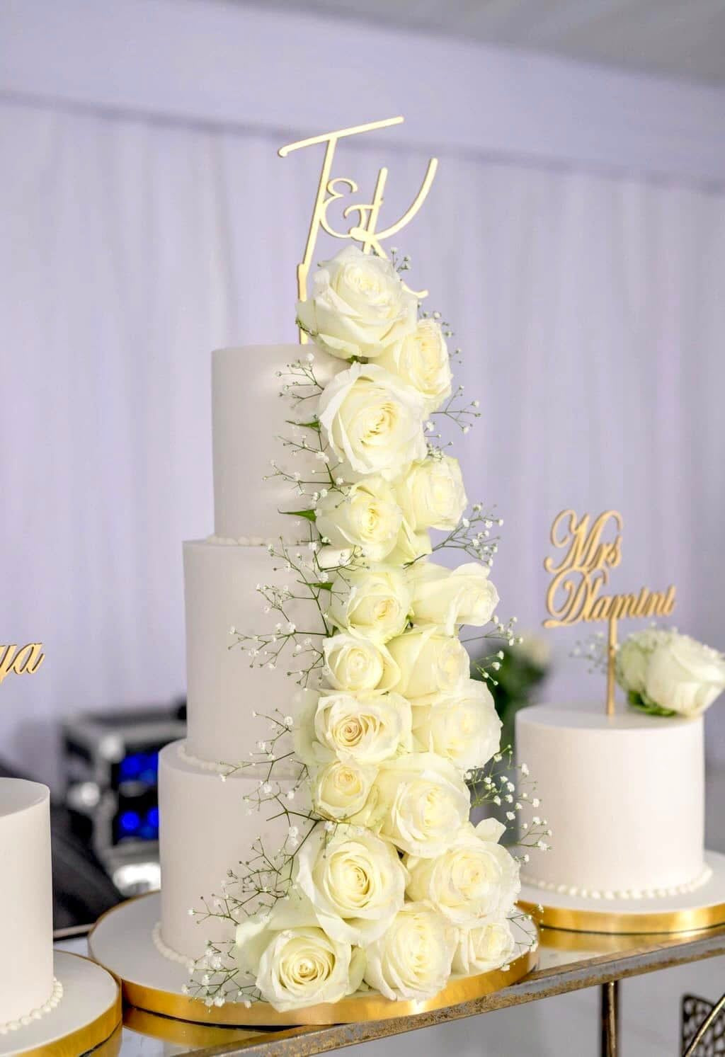 Floral Cascade 5 Tier Wedding Cake