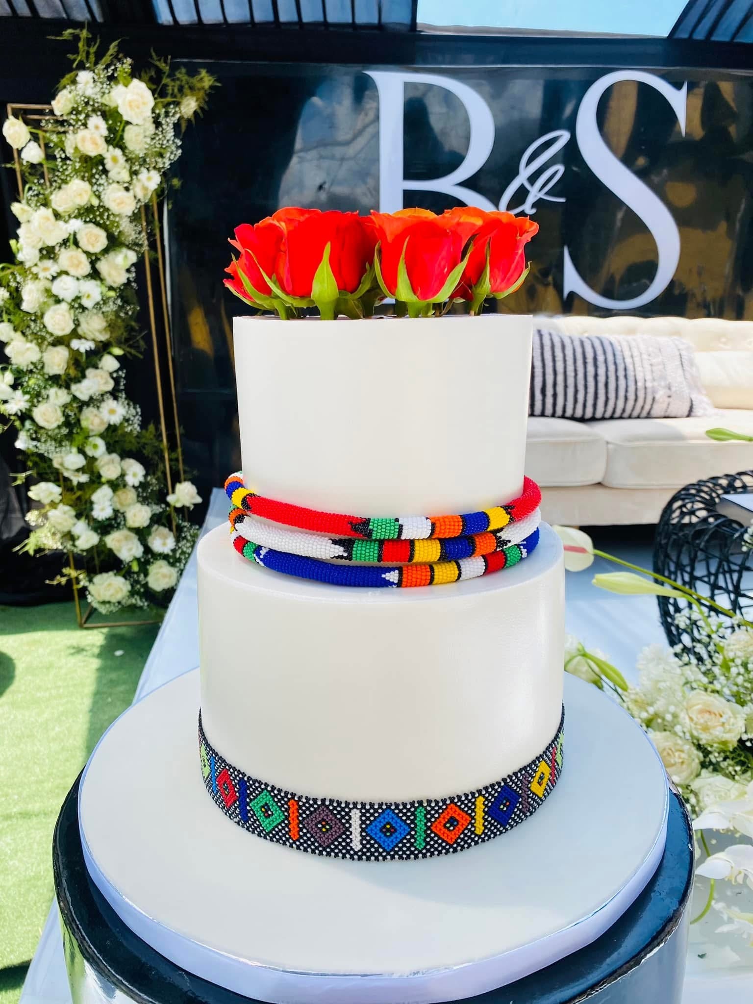 Vibrant 2 Tier Traditional Wedding Cake