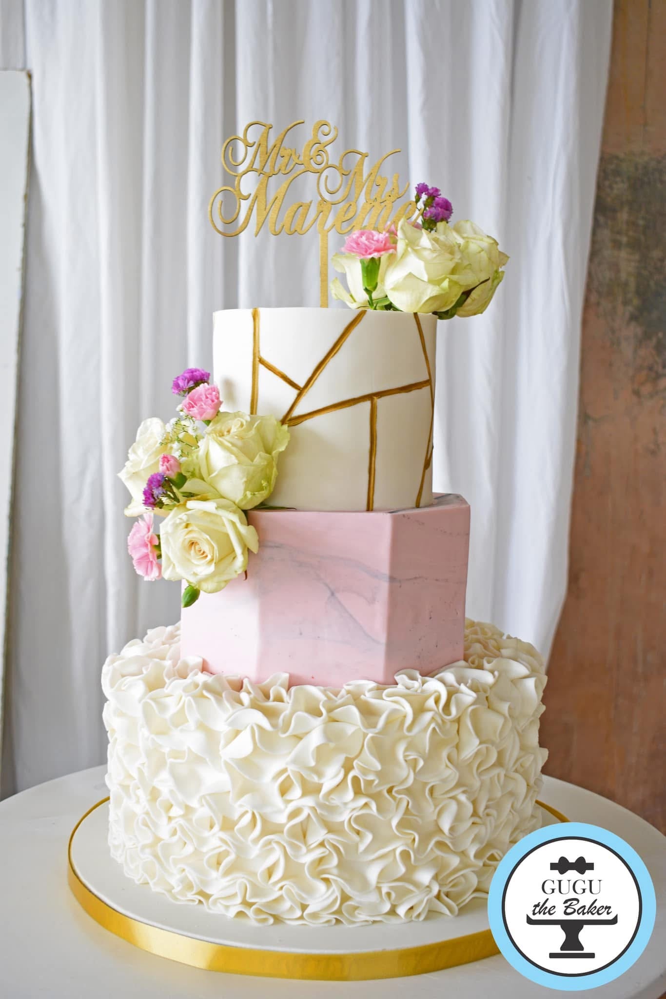 “Sukuma Mkami Bakubone” 3 Tier Wedding Cake