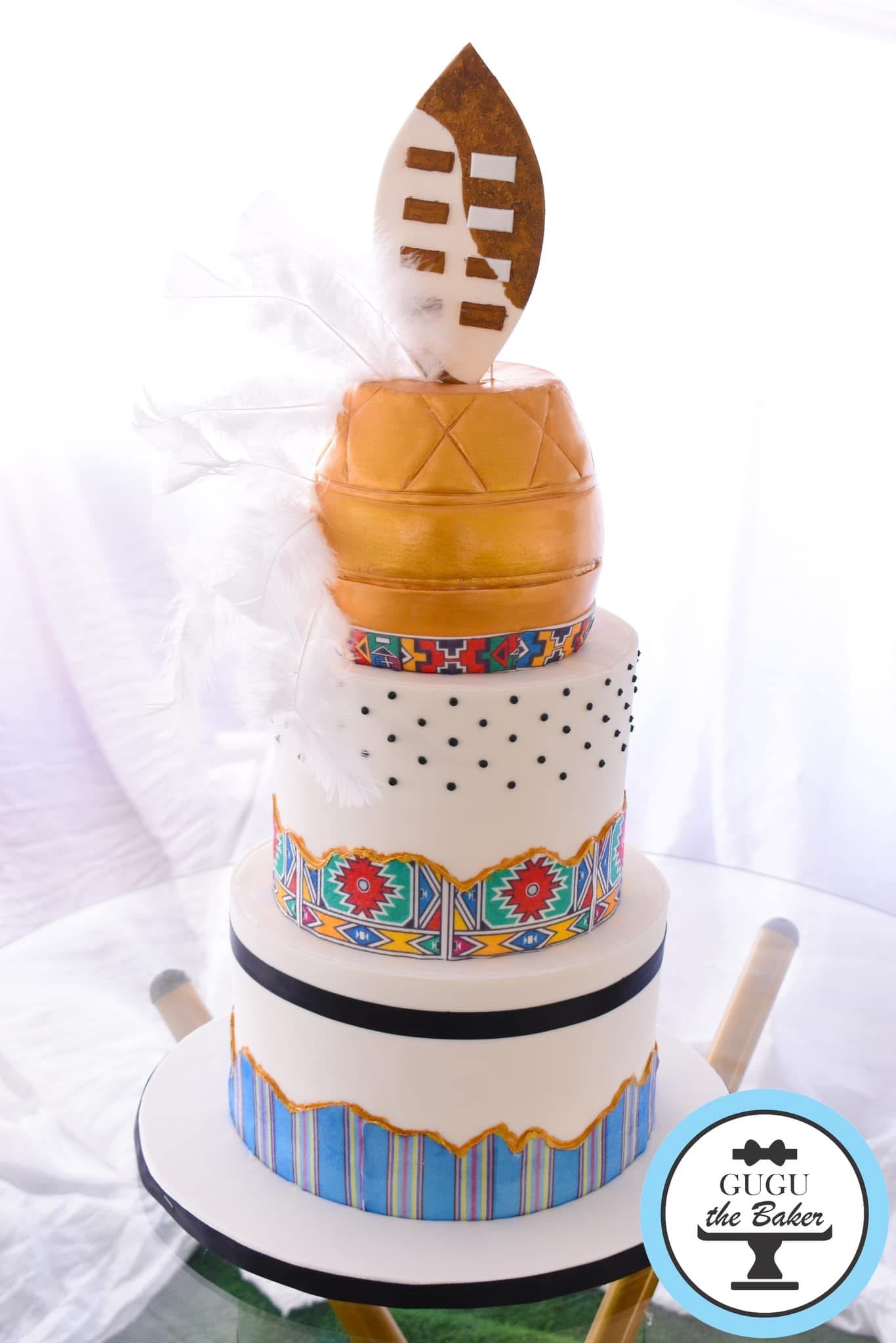 Golden Calabash Intercultural 3 Tier Wedding Cake