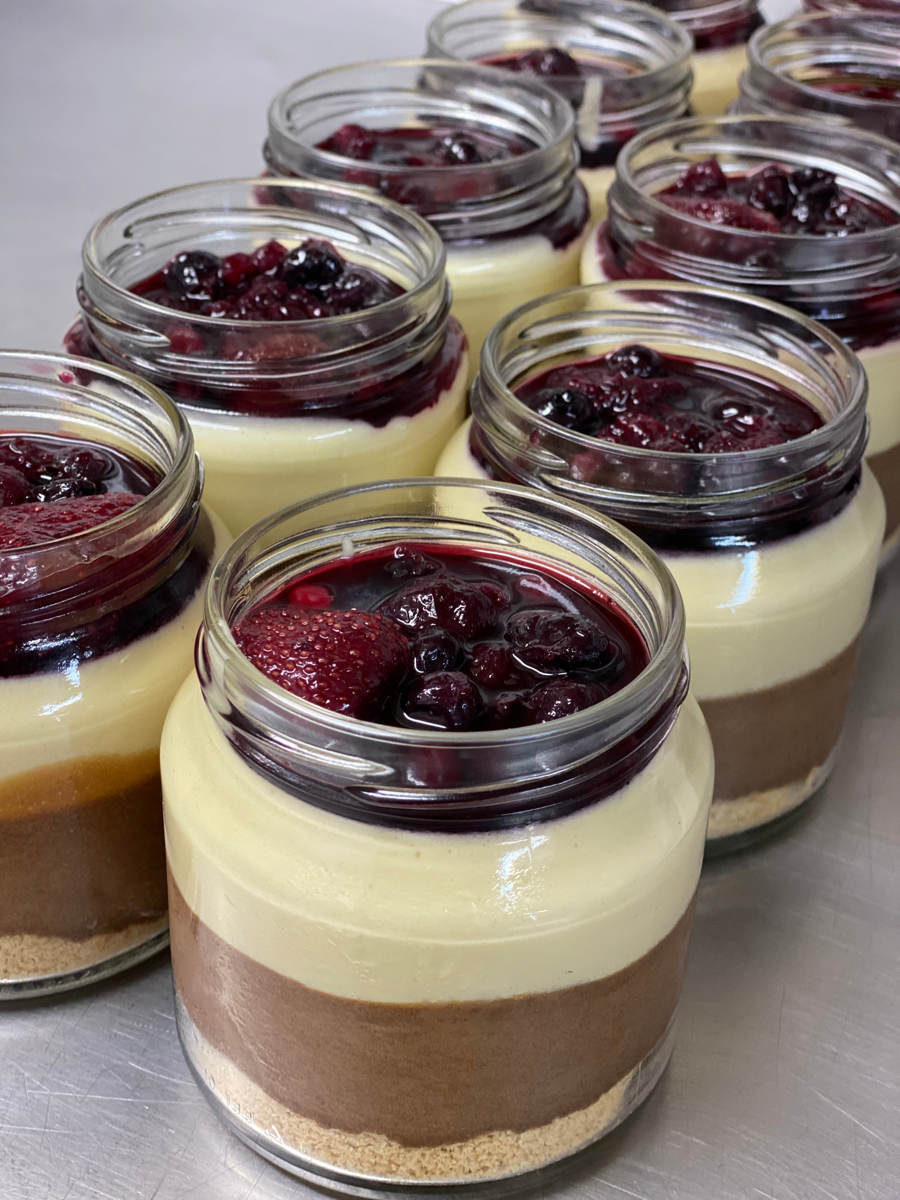 Double Chocolate Mousse with Mixed Berry Compote Cups
