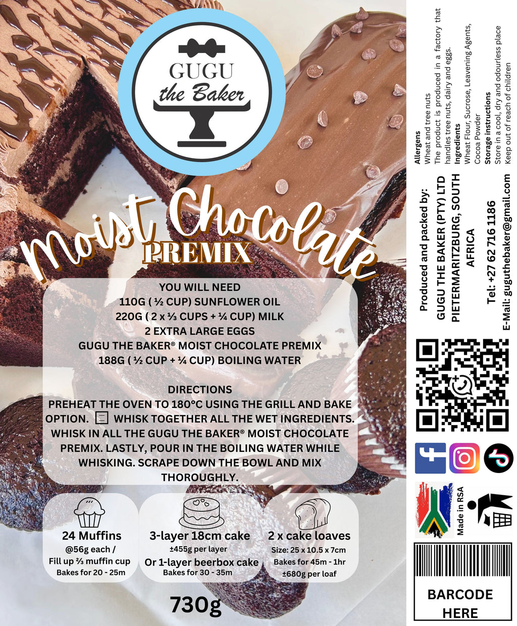 730g Moist Chocolate Cake Premix