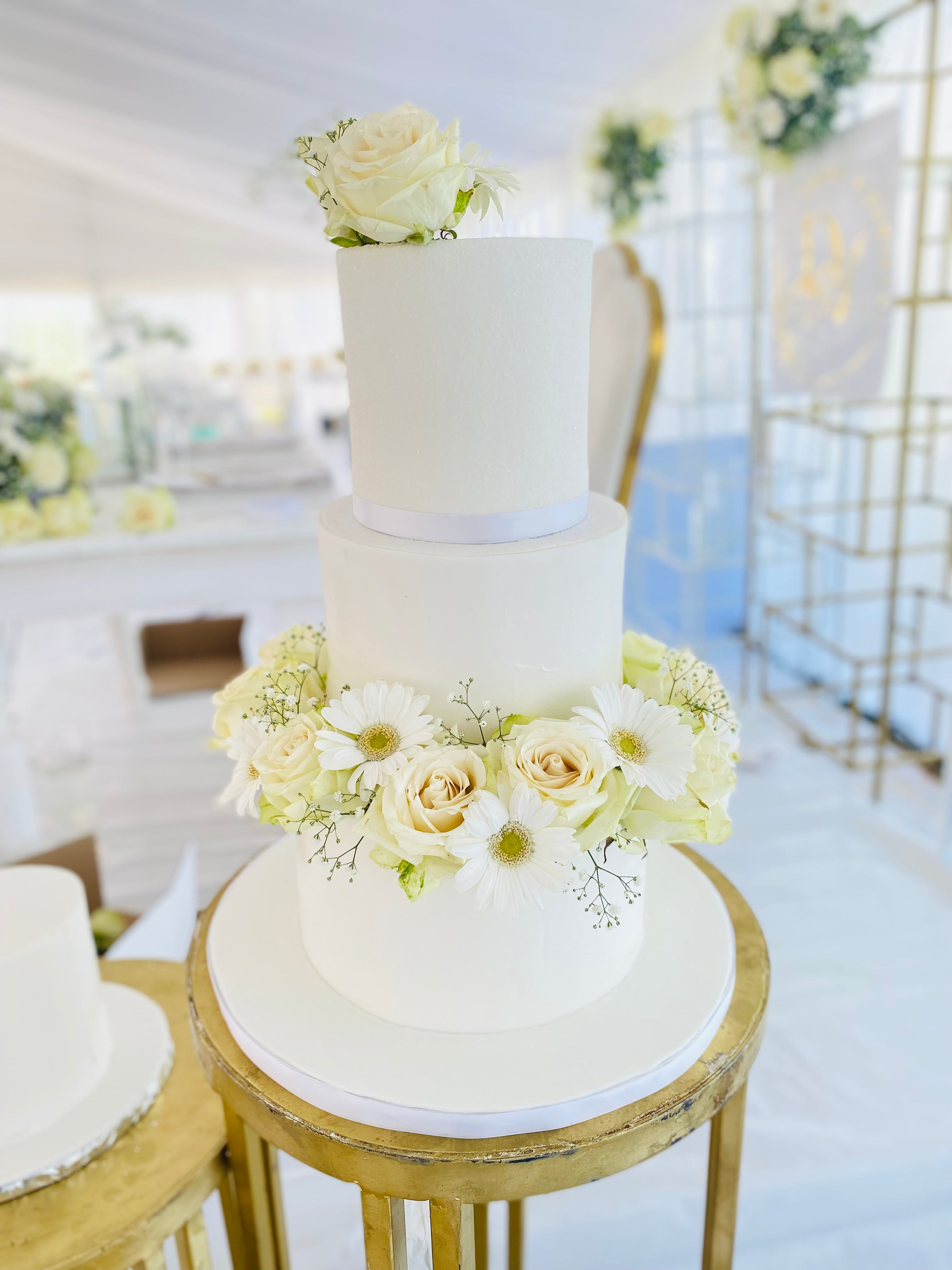 3 Tier Floral Wedding Cake