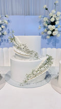 2 Tier Baby's Breath Wedding Cake